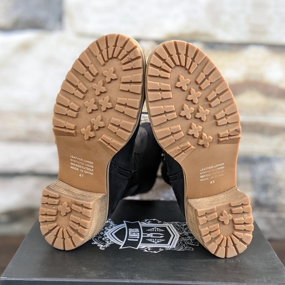 ⚡SOLD⚡SILENT D x Anthropologie Mid-Calf Brink Boot Black Leather w Wood Lug Sole - Picture 11 of 12